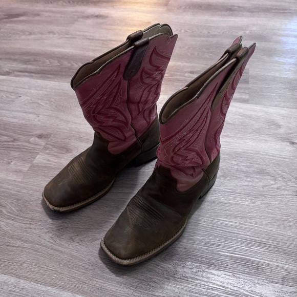 Ariat Pink Brown Cowboy Cowgirl Boots 8.5B Women’s Western Country - Picture 4 of 11